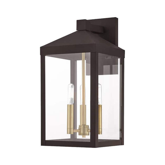 Nyack 3-Light Bronze Outdoor Wall Sconce