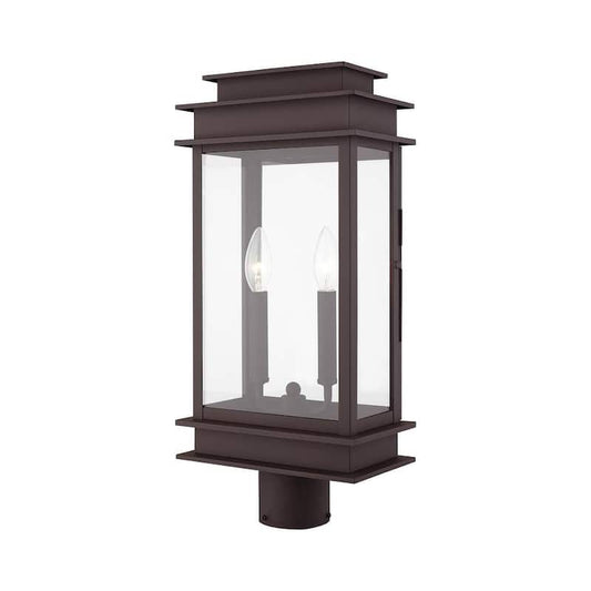 Princeton 2-Light Bronze Metal Hardwired Outdoor Rust Resistant Post Light with No Bulbs Included