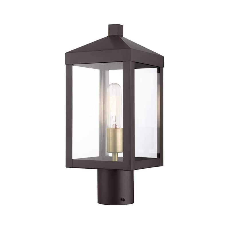 Nyack 1 Light Bronze with Antique Brass Cluser Outdoor Post Top Lantern