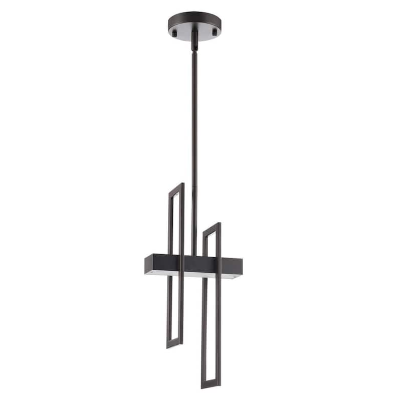 12-Watt Integrated LED Bronze Pendant with Geometric Metal Frame