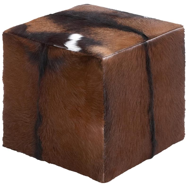 18 in. Brown Leather Rustic Ottoman