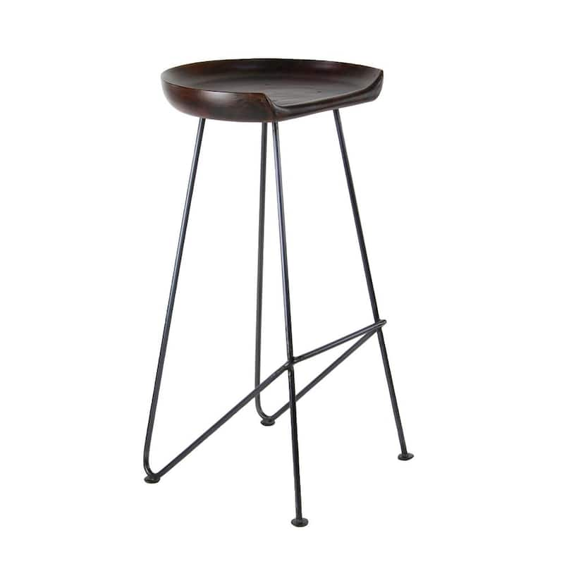 17 in. Brown Metal Rustic Bar Stool