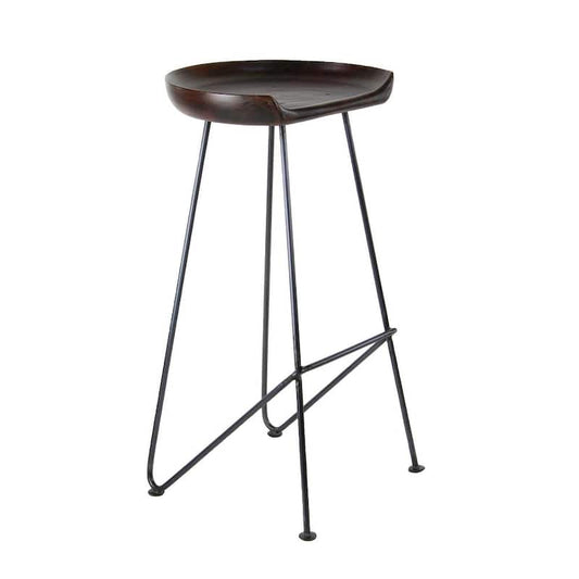 17 in. Brown Metal Rustic Bar Stool