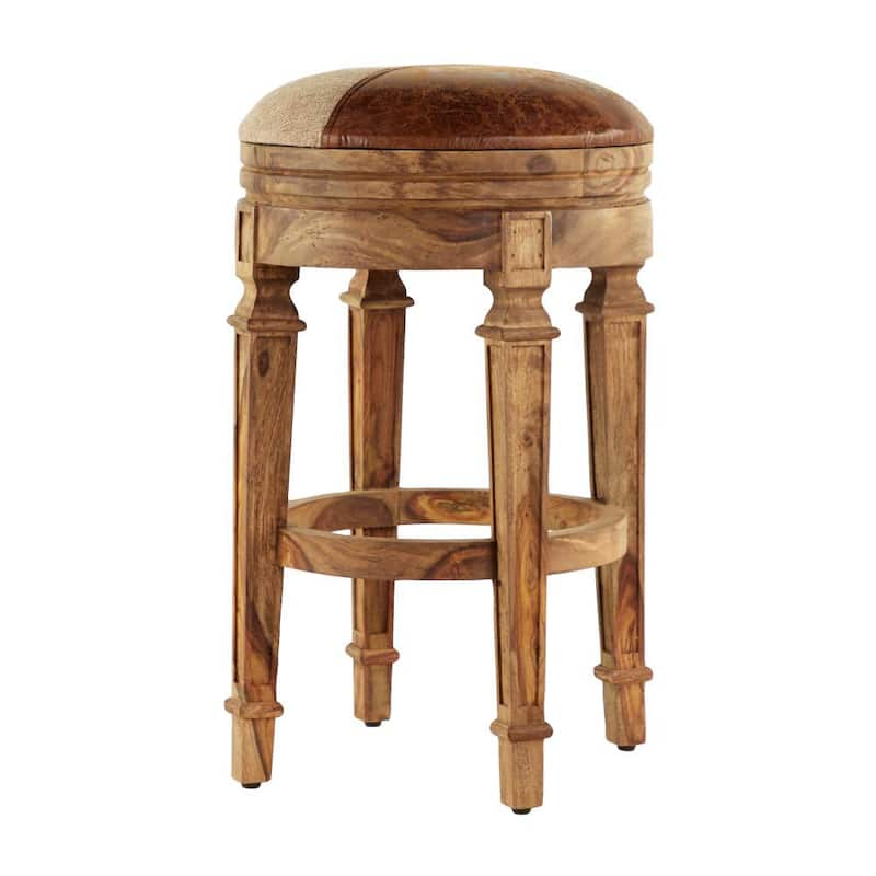 29 in. Brown Wood Rustic Bar Stool