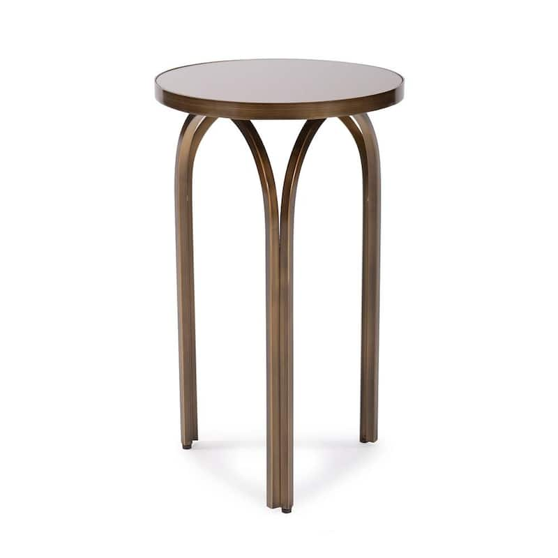 12 in. Diameter x 20 in. h Palladio Brushed Brass Glass Top Tea Tint Side Table