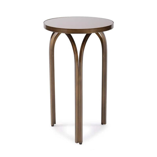 12 in. Diameter x 20 in. h Palladio Brushed Brass Glass Top Tea Tint Side Table