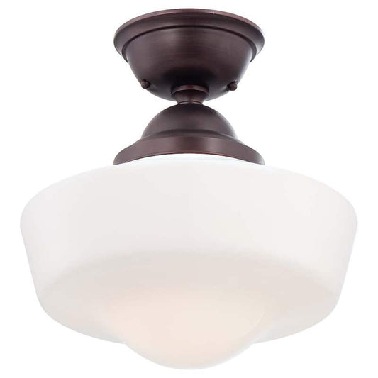 1-Light Brushed Bronze Semi-Flush Mount Light