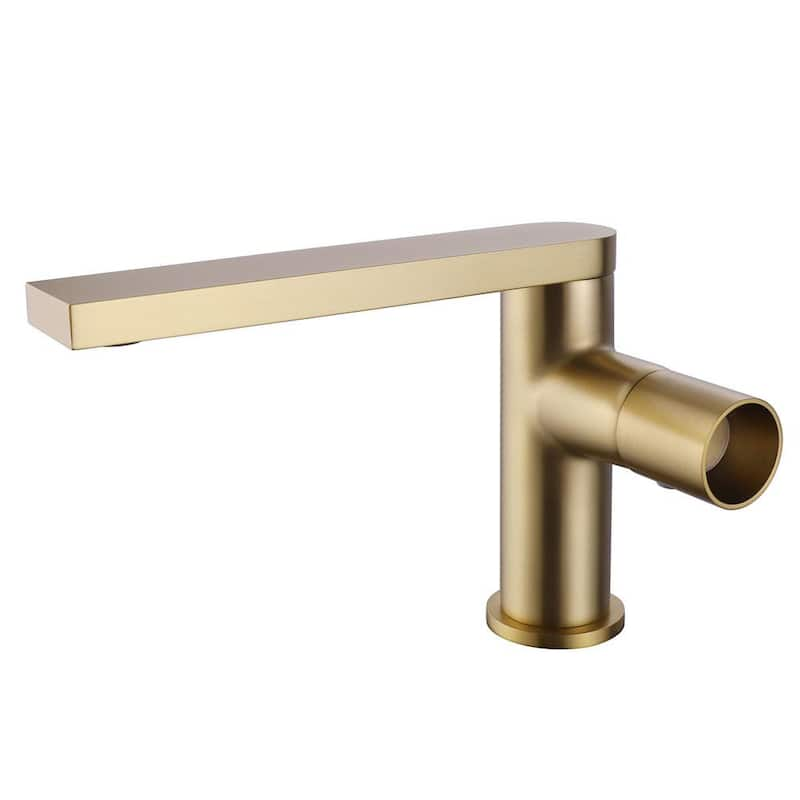 Single Handle Single Hole Bathroom Faucet in Brushed Gold