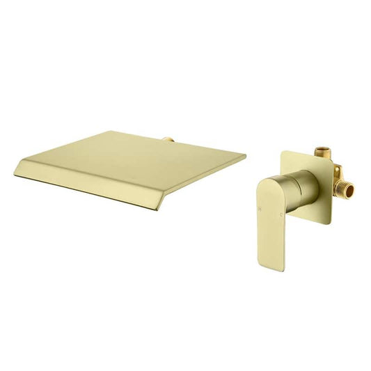 Pre Single Handle Wall Mounted Bathroom Faucet in Brushed Gold