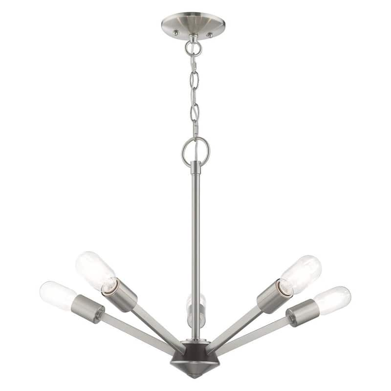 Prague 5 Light Brushed Nickel Chandelier