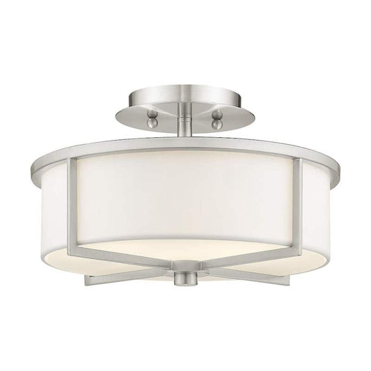 Wesley 2 Light Brushed Nickel Semi Flush Mount