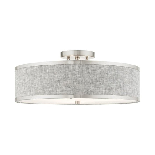 Park Ridge 3 Light Brushed Nickel Semi Flush Mount