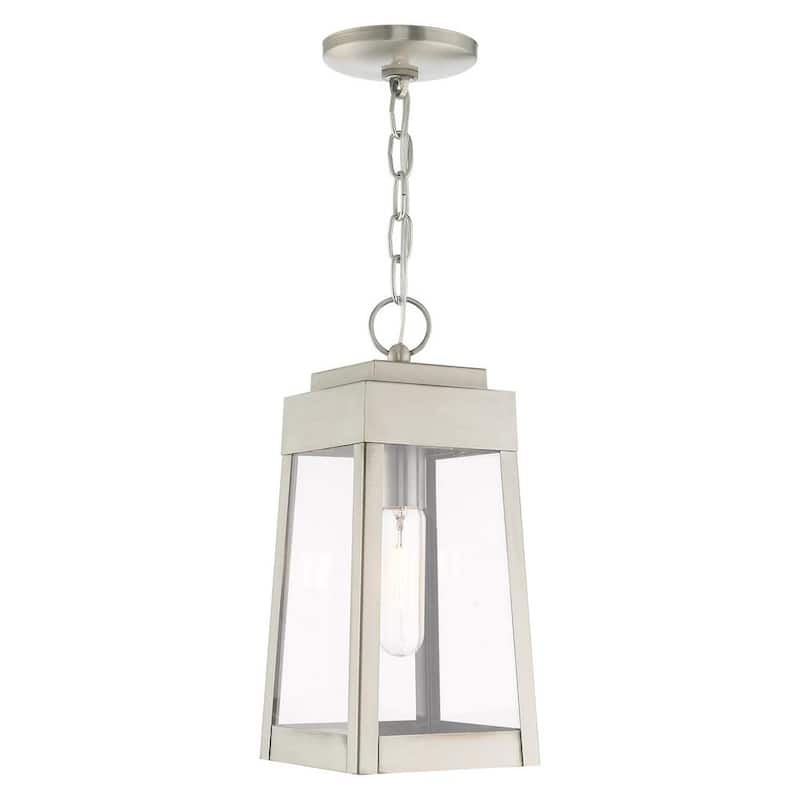 Oslo 1 Light Brushed Nickel Outdoor Pendant Lantern