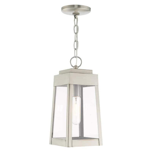 Oslo 1 Light Brushed Nickel Outdoor Pendant Lantern