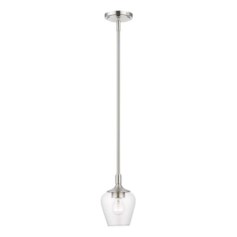 Willow 1-Light Brushed Nickel Island Mini Pendant with Clear Glass