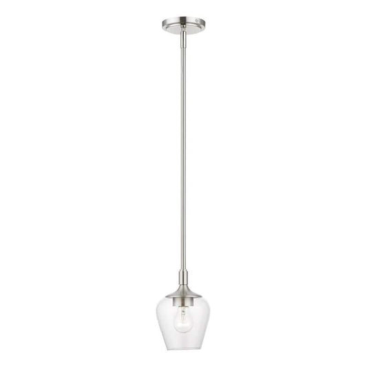 Willow 1-Light Brushed Nickel Island Mini Pendant with Clear Glass