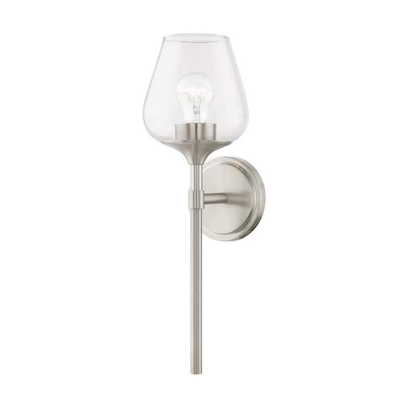 Willow 1-Light Brushed Nickel Wall Sconce with Clear Glass