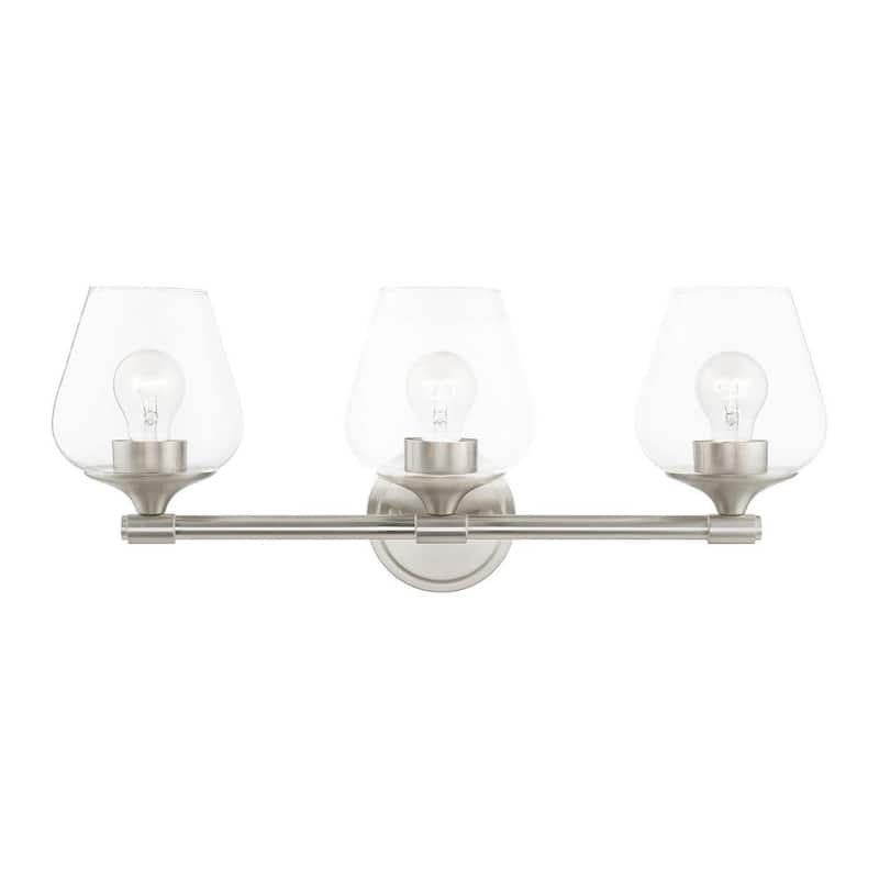 Willow 23 in. 3-Light Brushed Nickel Vanity Light with Clear Glass