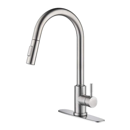 Single Handle Touch Deck Mounted Pull Down Sprayer Kitchen Faucet with Spot Resistant in Brushed Nickel