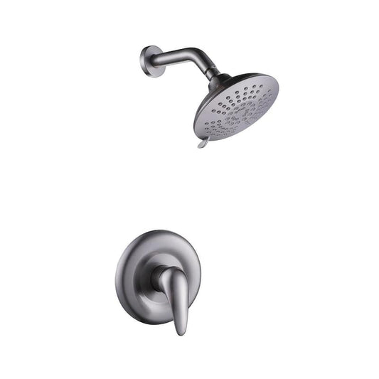 Single-Handle 1-Spray Round Shower Faucet with Balance Valve in Brushed Nickel (Valve Included)