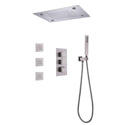 3-Jet Shower System with Hand-Shower and LED in Brushed Nickel