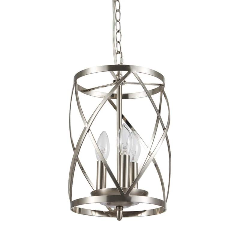 3-Light Brushed Nickel Openwork Lantern Pendant Light