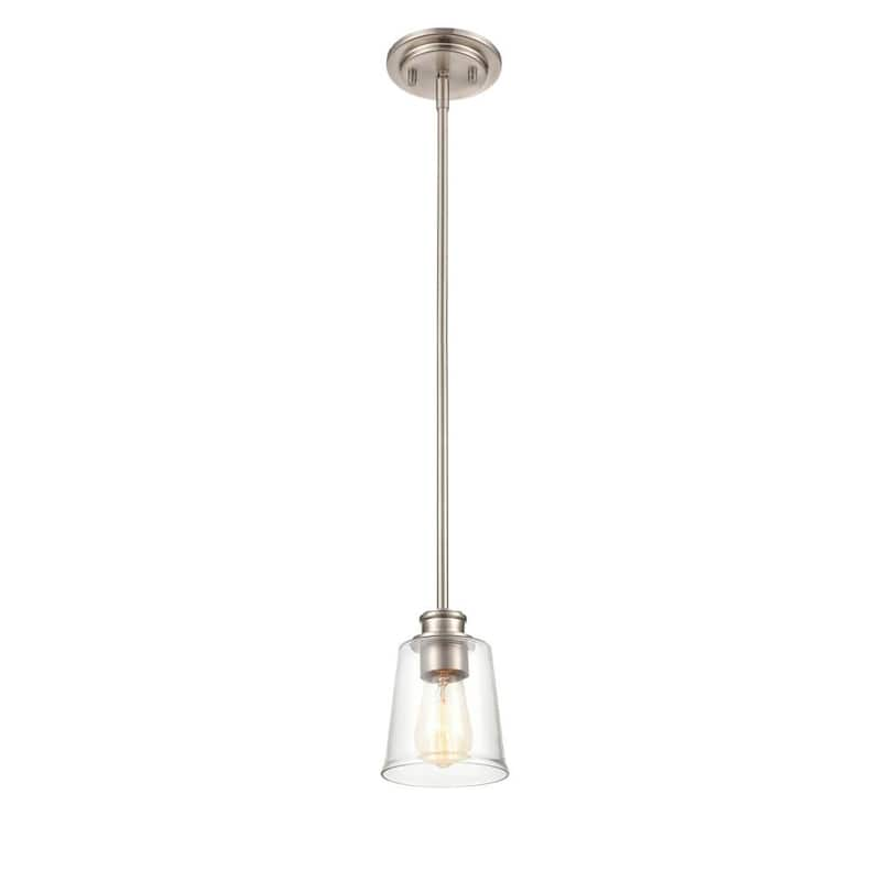 1-Light 5 in. Brushed Nickel Mini Pendant