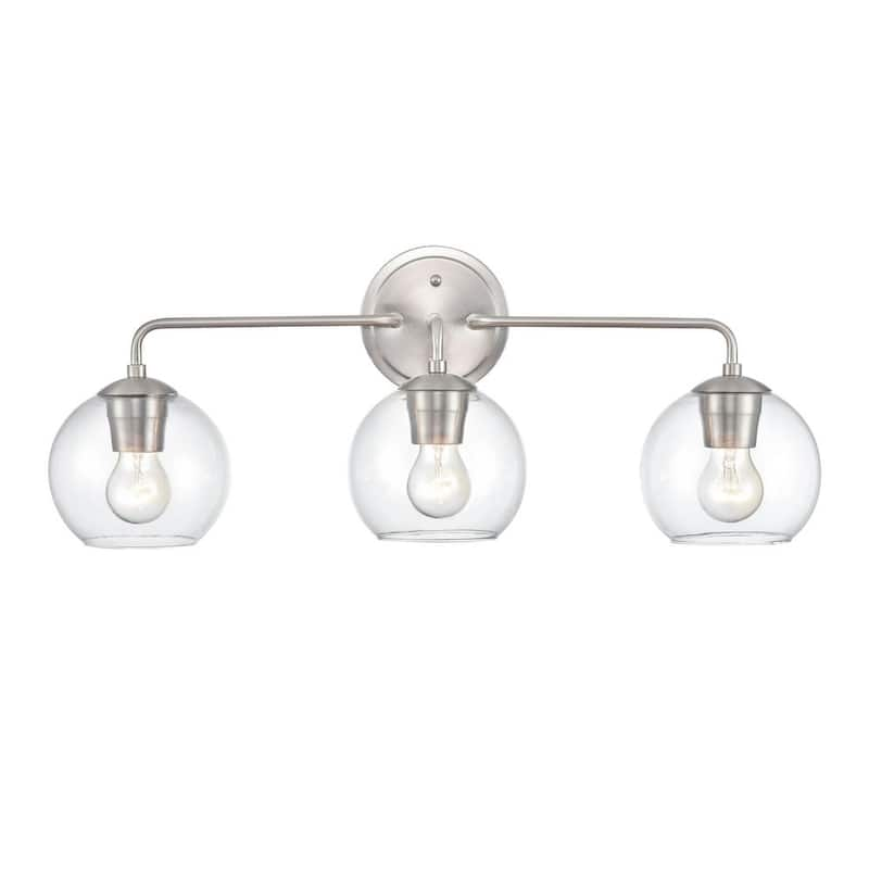 25.5 in. 3-Light Brushed Nickel Vanity Light with Clear Glass