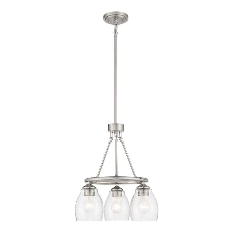 Winsley 3-Light Brushed Nickel Candle Style Chandelier with Clear Seeded Glass Shades