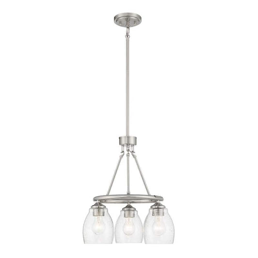 Winsley 3-Light Brushed Nickel Candle Style Chandelier with Clear Seeded Glass Shades