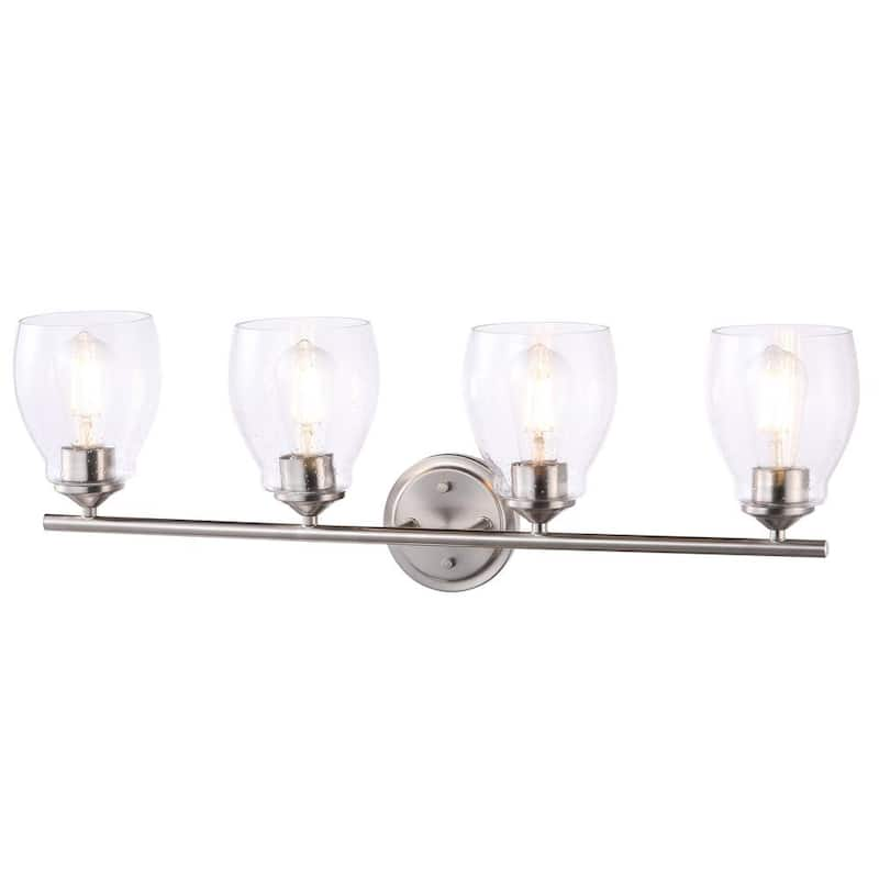 Winsley 30.375 in. 4-Light Brushed Nickel Vanity Light with Clear Seeded Glass Shades