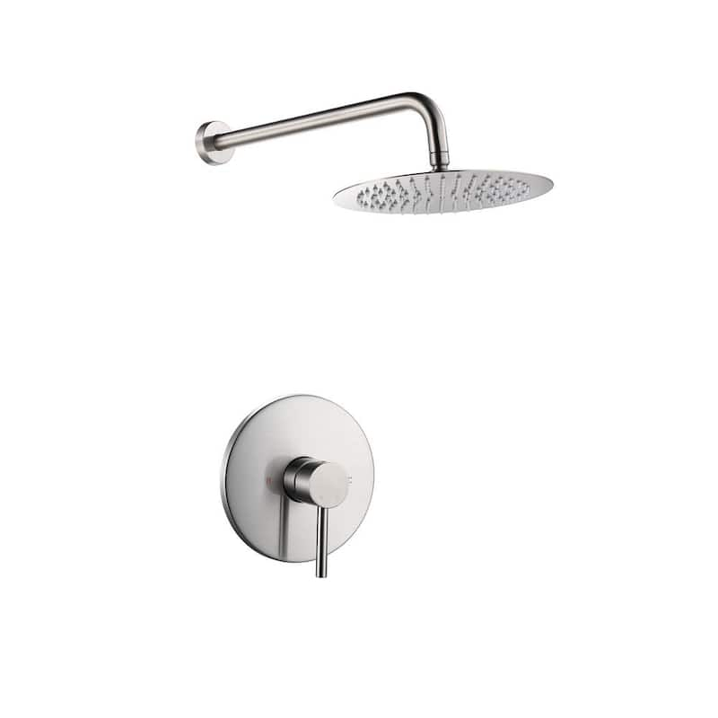 Polo Single-Handle 1-Spray 10 in. Wall Mount Shower Faucet in Brushed Nickel (Valve Included)