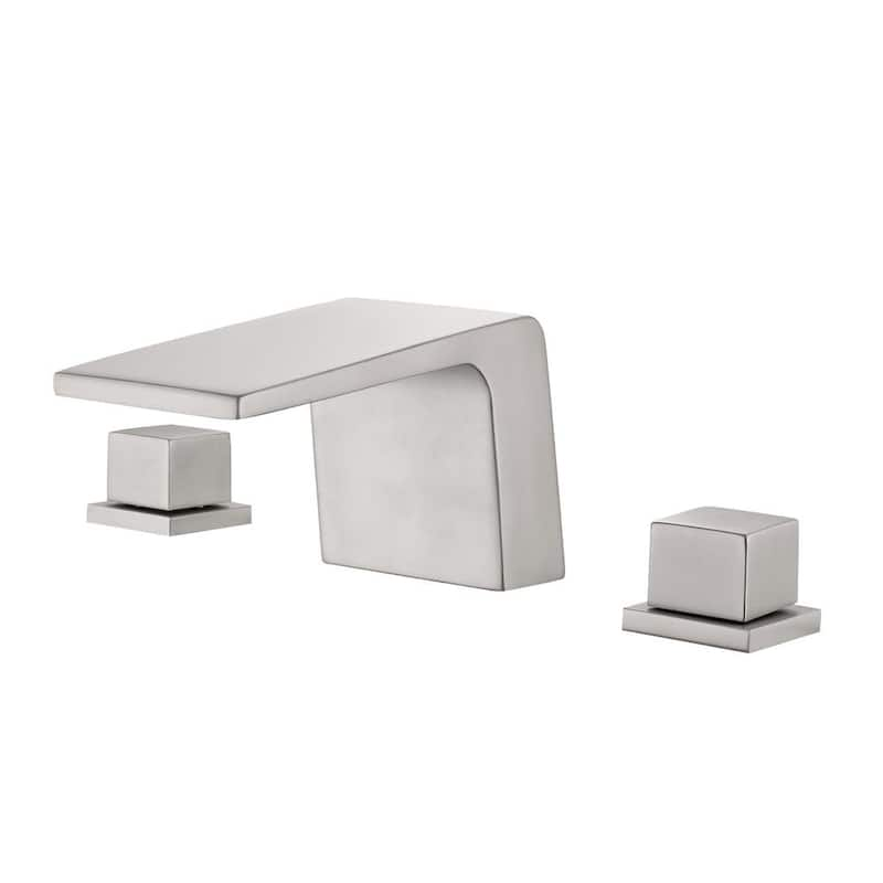 Oberlin Deck Mount 8 in. Widespread 3 Holes 2-Handle Waterfall Bathroom Faucet in Brushed Nickel