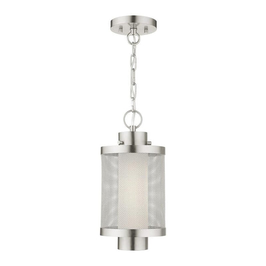 Nottingham 1 Light Brushed Nickel Outdoor Pendant Lantern