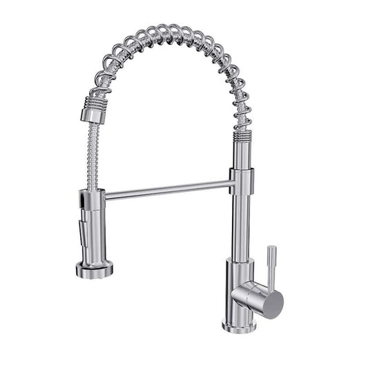 Soneva Collection. Spring Spout kitchen faucet. Brushed stainless finish