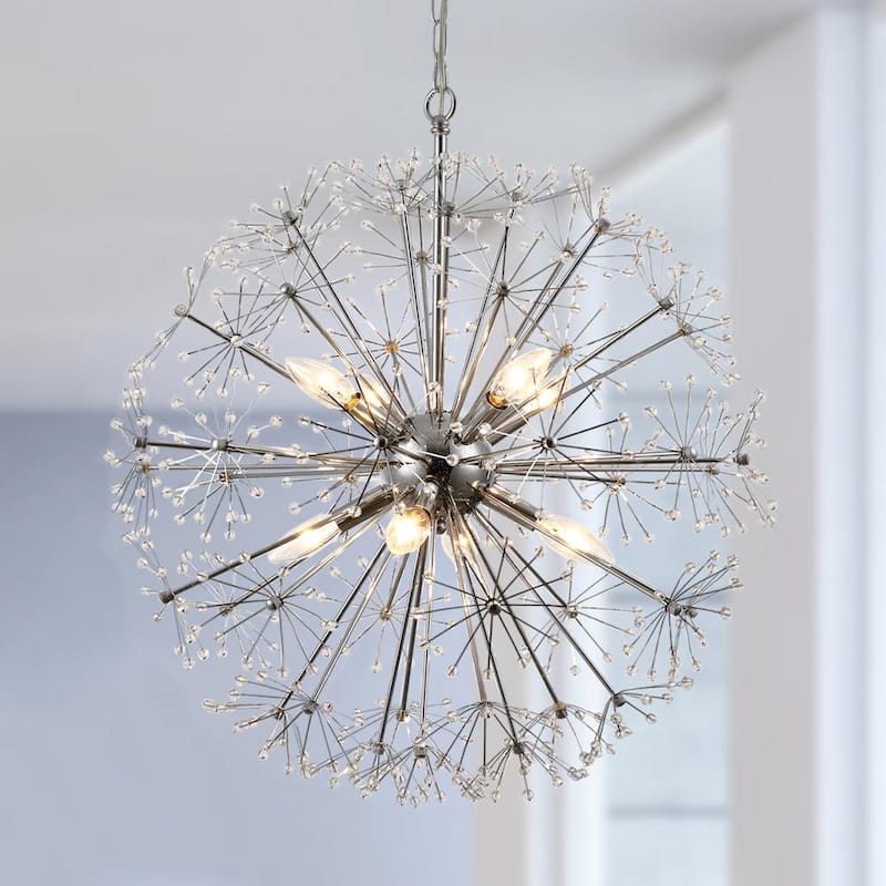 Phoenix 8 -Light Clear Sputnik Sphere Chandelier with Crystal Accents