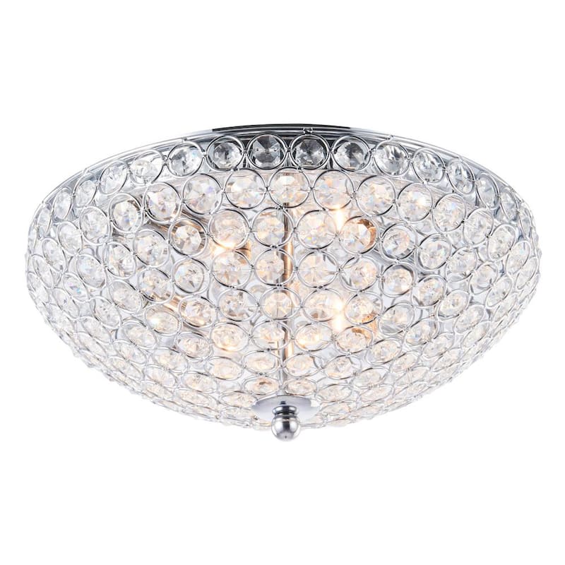 12 in. 2-Light Chrome Crystal Flush Mount