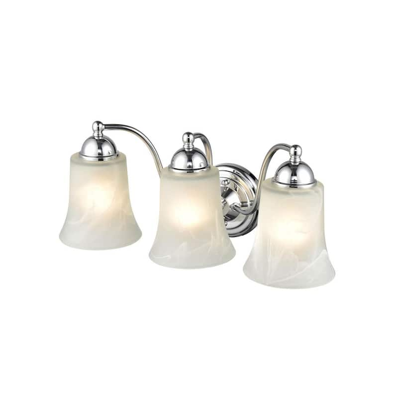 18 in. 3-Light Chrome Vanity Light Faux Alabaster Glass