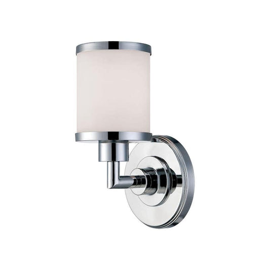 1-Light Chrome Wall Sconce with Etched White Glass