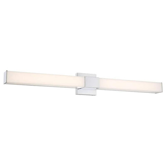 Vantage 36 in. 1-Light Chrome CCT LED Rectangle Vanity Light with White Acrylic Shade