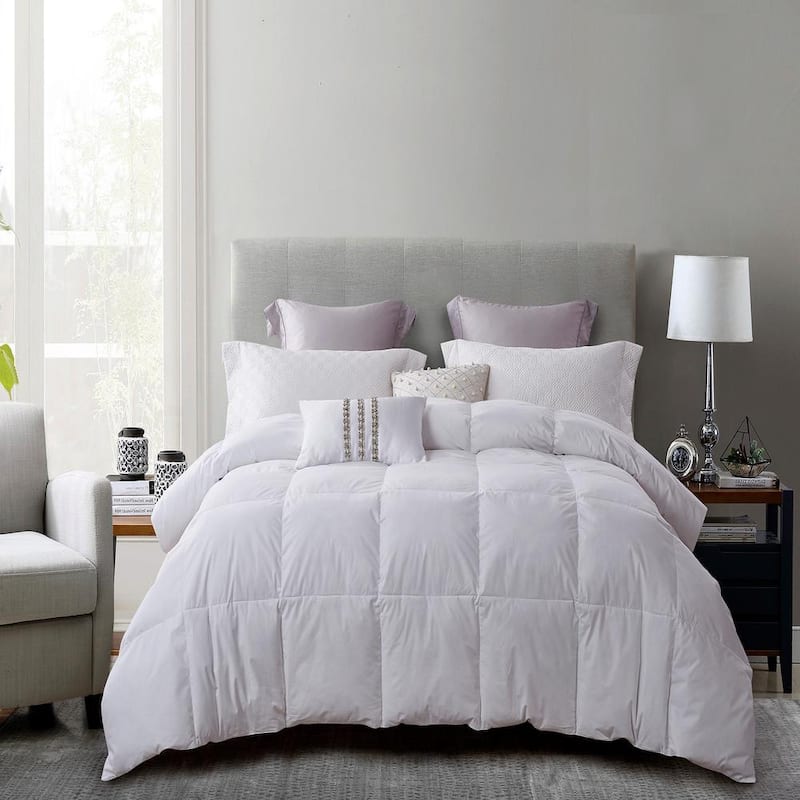 White 100% Cotton Goose Feather and Down Twin Comforter