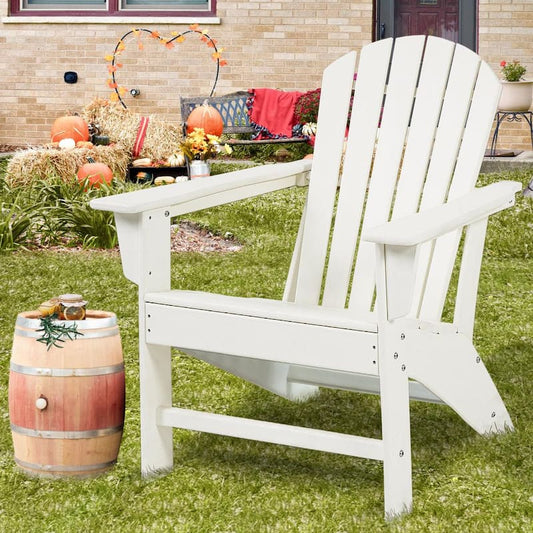 Outdoor Composite Classic Adirondack Chair, All-Weather Resistant Deck Lounge Chair with Ergonomic Design