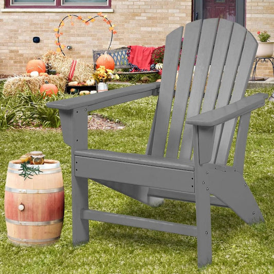 Outdoor Composite Classic Adirondack Chair, All-Weather Resistant Deck Lounge Chair with Ergonomic Design