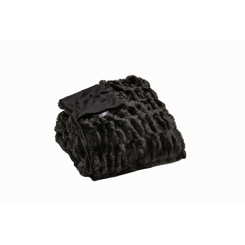 Signature Faux Fur Throw Cony Black 50 in. x 60 in.