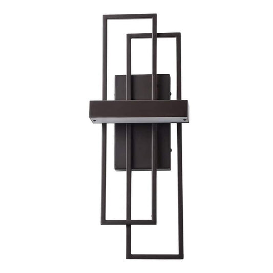 1-Light Dark Brown LED Wall Sconce with Geometric Metal Frame