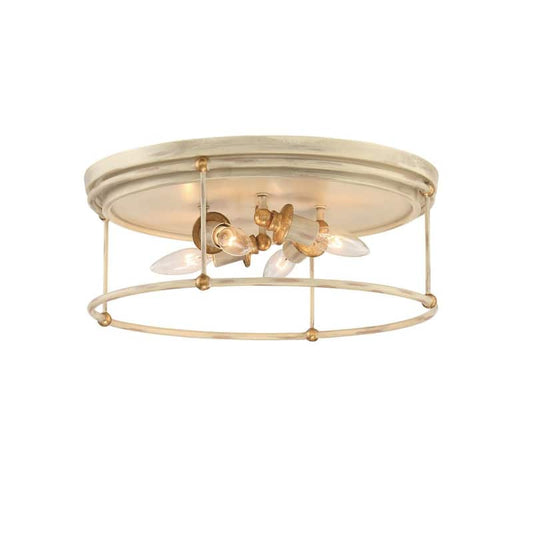 Westchester County 4-Light Farmhouse White with Gilded Gold Leaf Flush Mount