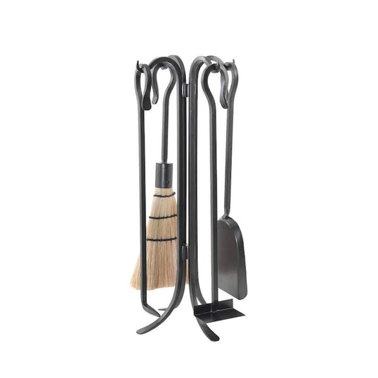 22 in. Tall 5-Piece Graphite Shepherd's Hook Mini Fireplace Tool Set