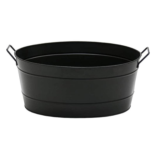 21 in. L Black Versatile Traditional Firewood Rack Galvanized Steel Oval Tub