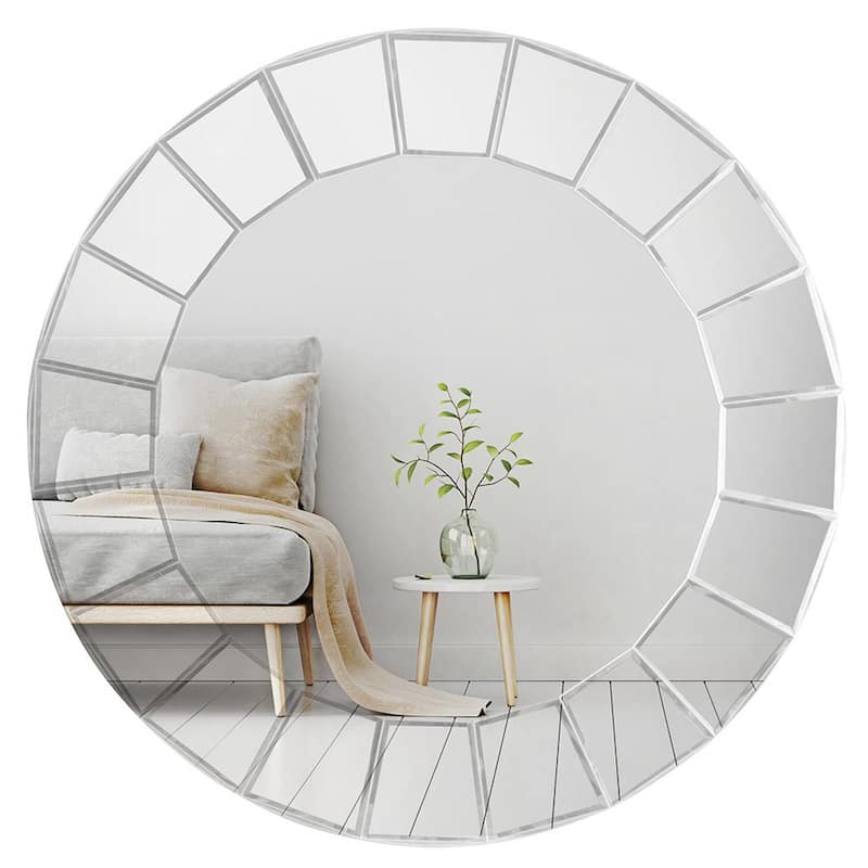 Round Mirror on Mirror Frameless Bathroom Decorative Mirror (31.5 in. H x 31.5 in. W)