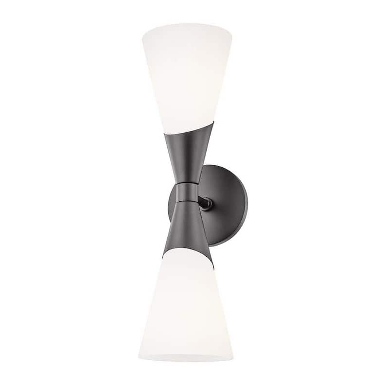 Parker 2 Light Glossy Black Wall Sconce